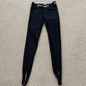 Palm Angels  Black Leggings with Logo Waistband